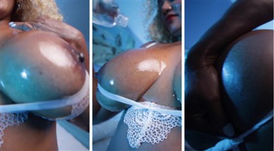 Youtuber Mango Maddy Oiled Up White Lingerie Video