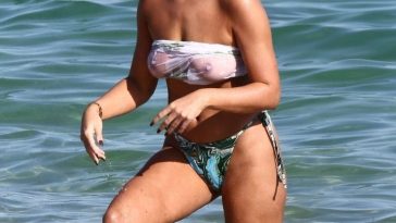 Brooks Nader Flashes Her Nude Tits in a Sheer Top Bikini in Miami (38 Photos)