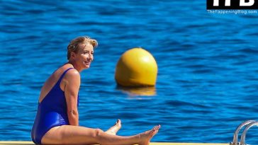 Emma Thompson Relaxes on the Floating Pontoon of the Sea (50 Photos)