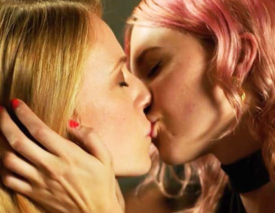 Emma Bell & Paige Elkington Lesbian Kiss Scene from 'Relationship Status'