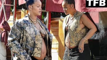 Rihanna Shows Off Her Growing Baby Bump as She Exits Giorgio Baldi (27 Photos)