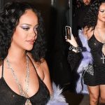 Pregnant Rihanna Flashes Her Nude Tits in a See-Through Dress in Milan (50 Photos)