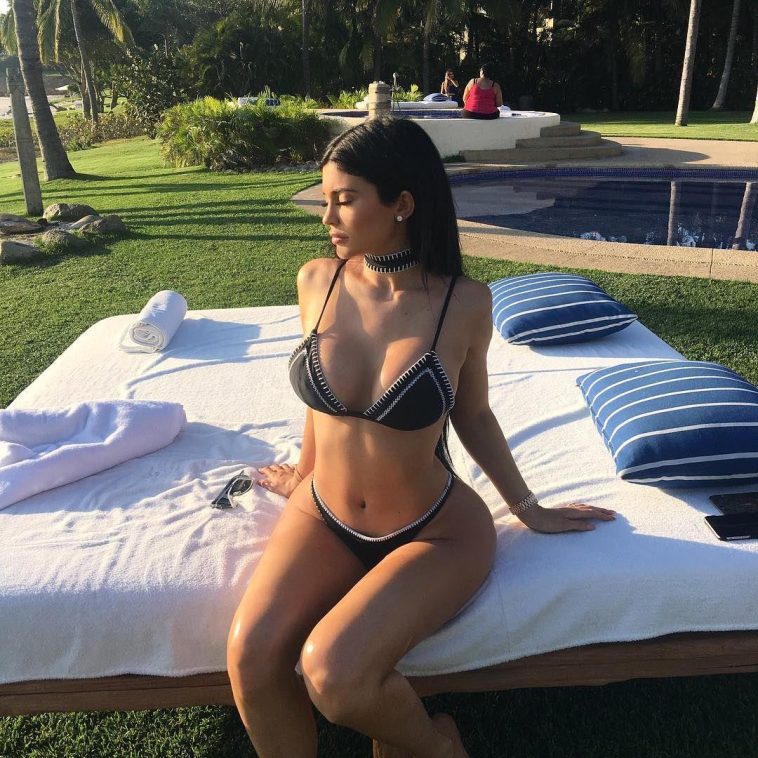 Kylie Jenner Thong Bikini Pool Candid Set Leaked