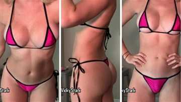Vicky Stark Youtuber Hot Pink Micro Bikinis Try Video - Famous Internet Girls