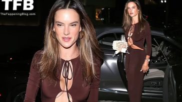 Braless Alessandra Ambrosio Shows Off Her Stunning Figure in a Sizzling Cut Out Dress at Craig’s in WeHo (10 Photos)
