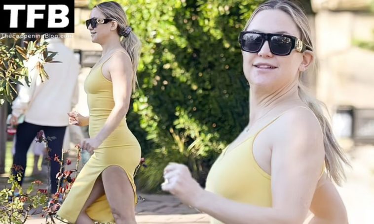 Kate Hudson Shows Off Her Slim and Fit Body in a Hot Split Midi Dress (8 Photos)