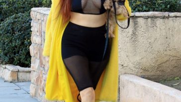 Phoebe Price Takes Her Dog Out For a Morning Walk in Los Angeles (21 Photos)