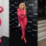Tallia Storm Flaunts Her Sexy Figure in a See-Through Pink Bodysuit in London (13 Photos)