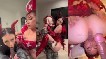 Auhneesh Nicole - Halloween Threesome Sextape Video Leaked