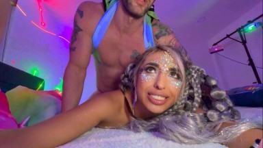 Luna Colombiana - Embraces Desire In A Neon Night Experience