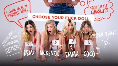 Mckenzie Mae, Emma Rosie, Demi Hawks, Coco Lovelock - Four Petite Blondes vs Huge Director - PervzSingles